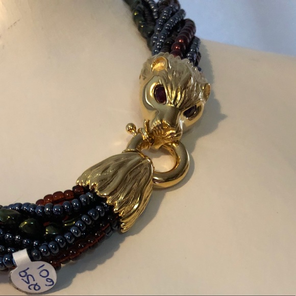 ♥️🦁💚💙💜 Lion head beaded necklace - Picture 7 of 8